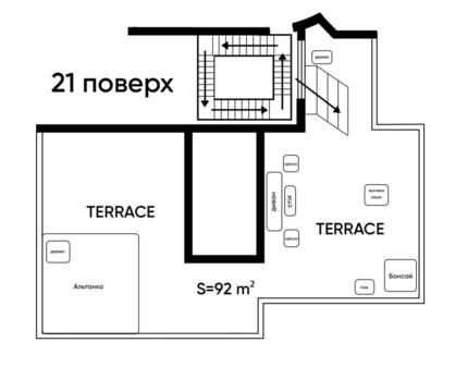 Велика Тераса на 21 поверсі з видом на Печерськ